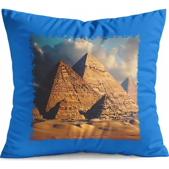 Polštář POLŠTÁŘ MODRÝ DÁREK – EGYPT PYRAMIDY PAMÁTKA KRÁSNÉ VÝHLEDY