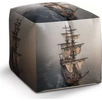 Taburet Sablio Taburet Cube Plachetnice na klidném moři: 40x40x40 cm