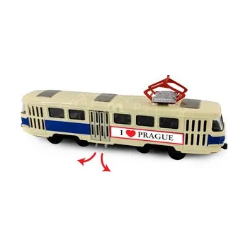 autíčko Tramvaj kovová modrá 16 cm PRAGUE