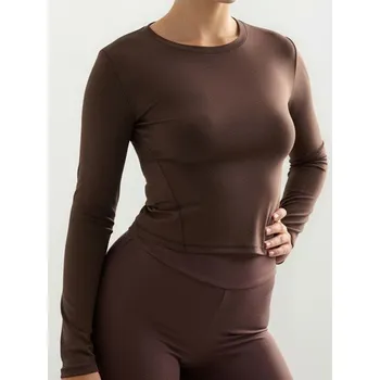 Dámské tričko Sinsay - Sportovní tričko Gym Hard - tmavě hnědá - 537HC-89X - 537HC-89X-XXS