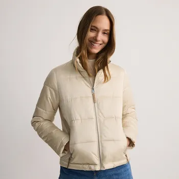 Reserved - Vatovaná bunda s límcem - krémová - 7929B-01X - 7929B-01X-M