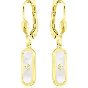 Náušnice GEMMAX Elegantní zlaté visací náušnice s perletí a zirkonem MS - větší – zlatý šperk ryzosti 585/1000 v Dárkovém balení s Certifikátem GLEYL-03825