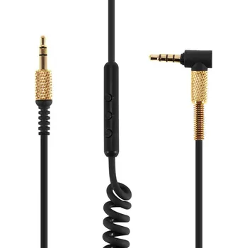 3,5mm AUX audio kabel pro sluchátka Marshall Major - černý, spirálový s mikrofonem