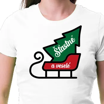 Vyrobsitričko.cz Vánoční tričko Šťastné a veselé Bílá 2XL