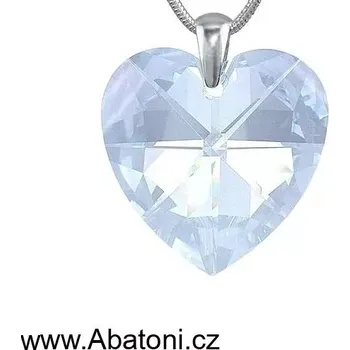 Náhrdelník Swarovski Elements Heart krystal 18mm - Stříbrný náhrdelník (přívěsek + řetízek) modré srdce, srdíčko 34003.5 Light Sapphire (modrá světlá, blankytná)