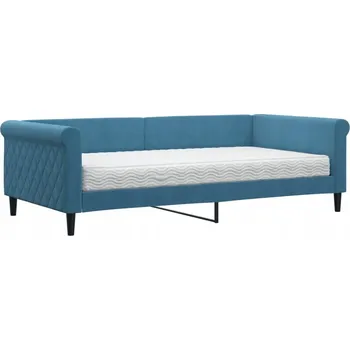 Pohovka Modrá pohovka s funkcí spaní a matrací, rozměry 229 x 110 x 68 cm