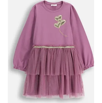Dámské šaty Šaty pro dívku fialové tylové s dlouhým rukávem velikost 110 Coccodrillo ZC5