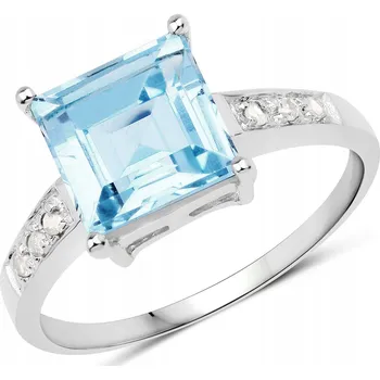 Prsten STŘÍBRNÝ PRSTÝNEK S PŘÍRODNÍM TOPAZEM A DIAMANTY