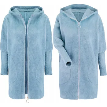 Dámský kabát Soprato dámský modrý kabát oversize s kapucí univerzální velikost