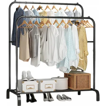 Věšák Stojanový věšák na oblečení VIBAS, kovový, černý, 150x110x40 cm