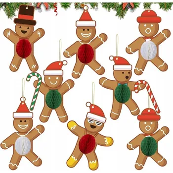 Vánoční dekorace Ozdoby na vánoční stromeček PERNÍKY perníkové sušenky roztomilá SADA 12 Ks