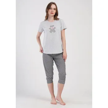 Dámské pyžamo Vienetta dámské pyžamo bavlna šedé velikost 44/46