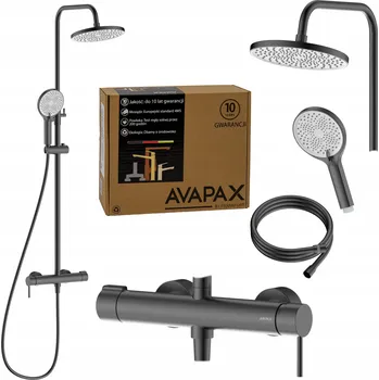 Sprchový set Sprchový panel s baterií, dešťová sprcha, GUN GREY METAL TITAN ŠEDÁ GRAFIT