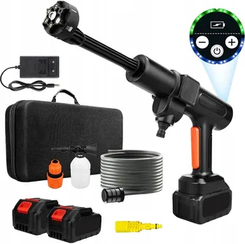 Vysokotlaký čistič BEZDRÁTOVÁ TLAKOVÁ MYČKA PISTOLE NA AUTO 200 Bar + 2 BATERIE