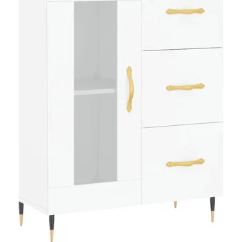 Komoda Bílá skříňka se 3 zásuvkami a 2 přihrádkami, 69,5 x 34 x 90 cm