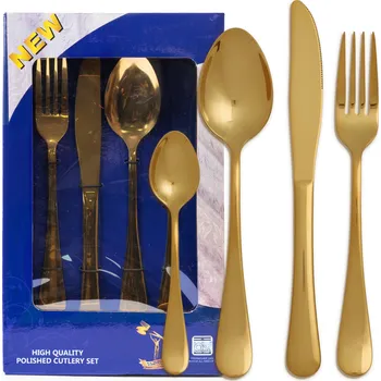 Příbor SADA PŘÍBORŮ 16 ks ZLATÉ PŘÍBORY PRO 4 OSOBY SADA NA NAROZENINY SVÁTKY