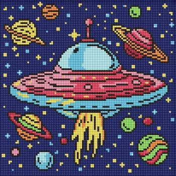 Obraz DIAMANTOVÁ MOZAIKA PRO DĚTI - KOSMICKÁ CESTA 30X30 CM