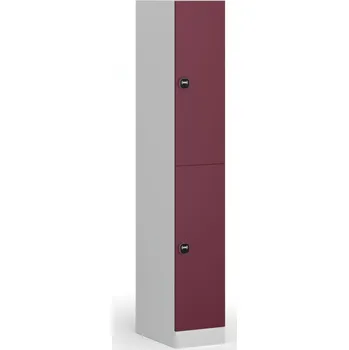 Nábytek B2B Partner Šatní skříňka S1 s úložnými boxy, 2 boxy, 1850 x 300 x 500 mm, RFID zámek, červené dveře