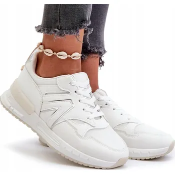 Dámské tenisky DÁMSKÉ TENISKY Z EKO KŮŽE NA MÍRNÉ PLATFORMĚ, MÓDNÍ BÍLÉ, VELIKOST 36