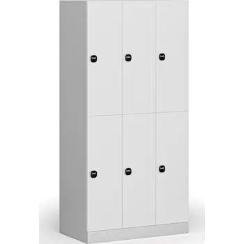 Nábytek B2B Partner Šatní skříňka S1 s úložnými boxy, 6 boxů, 1850 x 900 x 500 mm, RFID zámek, laminované dveře, bílá