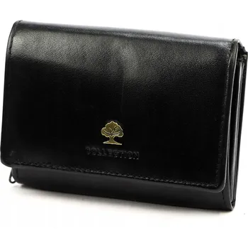 Peněženka Luxusní dámská kožená peněženka na karty a mince, zapínání na patentku, černá