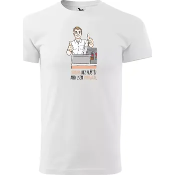 Pánské tričko Sablio Tričko s potiskem Ano, jsem prodavač - bílé 5XL