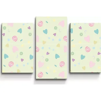Obraz Sablio Obraz - 3-dílný Srdíčka a spirály - 75x50 cm