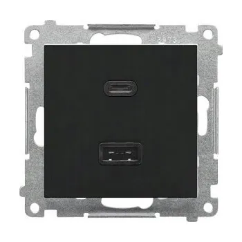 Elektrická zásuvka Dvojitá USB zásuvka Kontakt-simon černá matná Simon 55