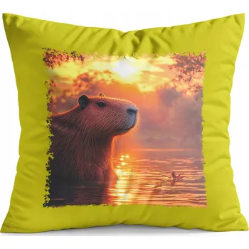 Polštář POLŠTÁŘ ŽLUTÝ DÁREK - ZVÍŘATA KAPYBARA MÓDNÍ