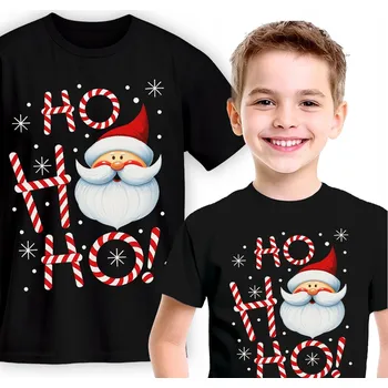 Chlapecké tričko DĚTSKÉ ČERNÉ TRIČKO S MOTIVEM SANTA CLAUSE PRO DĚTI VELIKOST M 140 CM