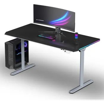 Počítačový stůl ULTRADESK Herní stůl QUEST, 140x70cm, 72-120cm, šedá-černá