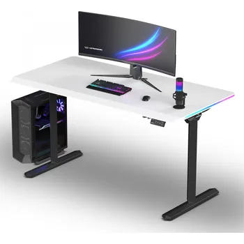 Počítačový stůl ULTRADESK Herní stůl QUEST, 140x70cm, 72-120cm, černá-bílá