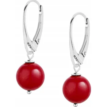 Náušnice Stříbrné náušnice s přírodním korálem stříbro 925