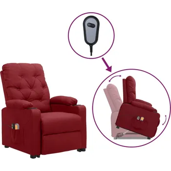 Masážní křeslo Zvedací masážní křeslo vínové textil Červená3093490