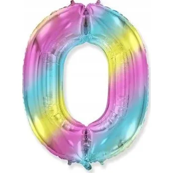 Balónek Fóliový balónek Velká Číslice Barevná Duhová 0 / 40" - 102 cm - Flexmetal PACK