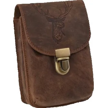 E-myslivost Kožená taška HUNTER na opasek - motiv jelen hlava