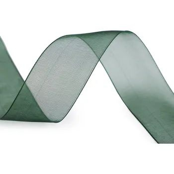 Stuha Monofilová stuha šíře 28 mm, střední, 7 (64) zelená tmavá