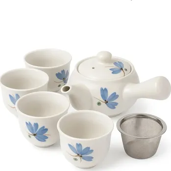 Čajová souprava Keramická sada na zelený čaj Kyusu | konvička + 4 šálky