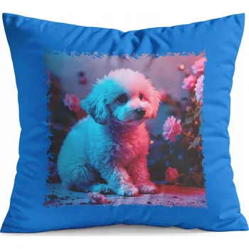 Polštář POLŠTÁŘ MODRÝ DÁREK - ZVÍŘATA PES PEJSEK ROZTOMILÝ