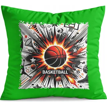 Polštář POLŠTÁŘ ZELENÝ DÁREK - BASKETBAL SPORT MÍČ KOŠ TÝM