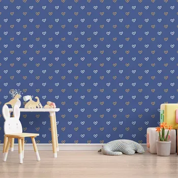 Tapeta Sablio Tapeta Srdíčka na modré - 125x75 cm