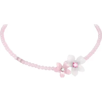 Náhrdelník JAY Korálkový květinový náhrdelník Briar - růžový chalcedon JAY-9157-ZS51302(3) Růžová 46 cm + 7 cm (prodloužení)