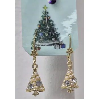 Náušnice Vánoční náušnice - vánoční stromeček s kamínky