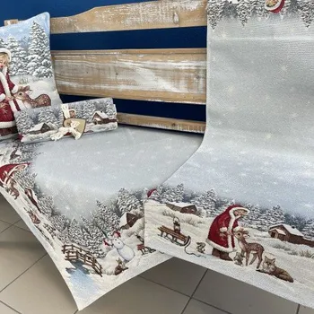 ubrus Tegatex Gobelínový ubrus - Vánoční dívka se srnkami červená Velikost: 40*140 cm