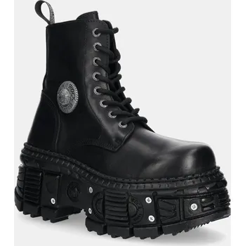 Pánská obuv Kožené workery New Rock ITALI NEGRO GRUESO, TANK CASCO NEGRO TORNILLOS, 37, černá, 99X
