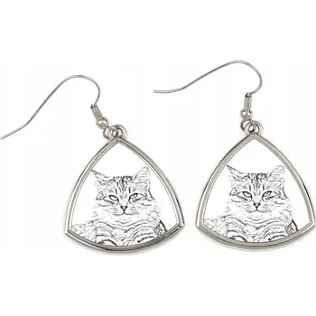 Náušnice Sibiřská kočka trojúhelníkové, visací náušnice s fotografií, personalizované