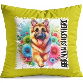 Polštář POLŠTÁŘ ŽLUTÝ DÁREK - PES, PES, PLEMENO, NĚMECKÝ OVČÁK
