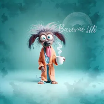 Úplet, Pes s kafem a vyplazeným jazykem, panel (E) II. jakost - pruh u p.o. (Top kvalitní úplet Bella)