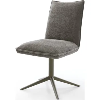 Jídelní židle DELIFE Jídelní židle Lelio-Flex bouclé měkký tmavě béžová křížová podnož titanová barva 360° otočný houpací funkce taštičkové pružiny