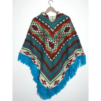 Dámské pončo Pončo I (lamí vlna, Ekvádor, barevné) - KAZ